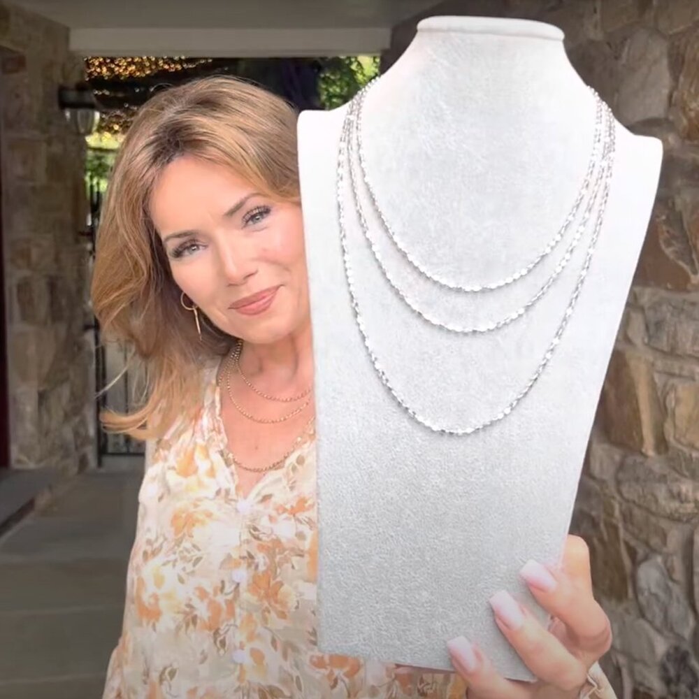 LISA ROBERTSON ITALIAN STERLING SUPER CUBE STATION NECKLACE--24"